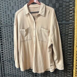 Aerie cotton blend shacket size large oversized peachy/tannish color